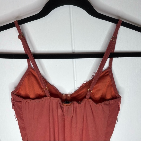 Princess Polly Lace Corset Bodysuit Burnt Orange Size 4 - Picture 6 of 6